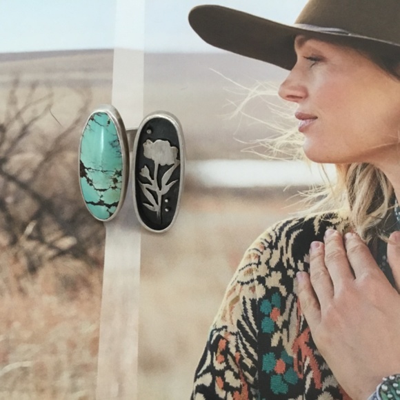 Language of Stones Turquoise & Sterling Artisan Shadowbox Ring: NWOT! Size 6.5 - Picture 8 of 8